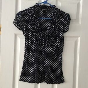 INC International Concepts Black and White Polka Dot Blouse